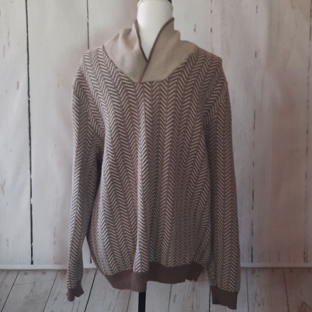 Tasso Elba Men's Sweater Elbow Patches Shawl Sz L